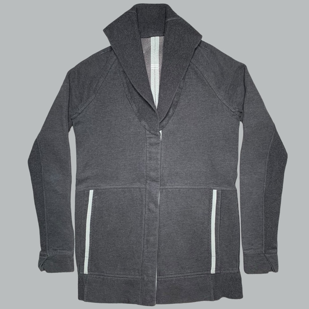 Lululemon Yin To My Yang Cardi Fleece Snap Front Jacket Heathered Black/Grey 4